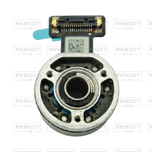 OEM-pulled DJI Mini 4 Pro Gimbal Roll Motor on white with Reboot Hub watermark overlay