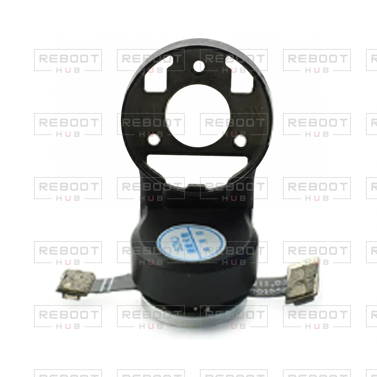OEM-pulled DJI Mini 3 Gimbal Yaw Motor with Upper Bracket on white with Reboot Hub watermark overlay