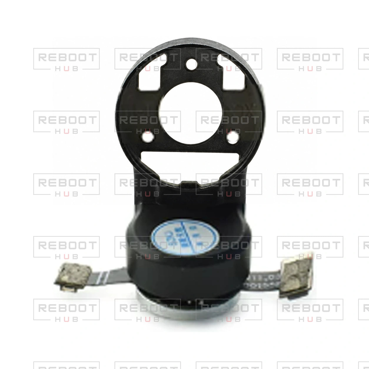 OEM-pulled DJI Mini 3 Pro Gimbal Yaw Motor with Upper Bracket on white with Reboot Hub watermark overlay