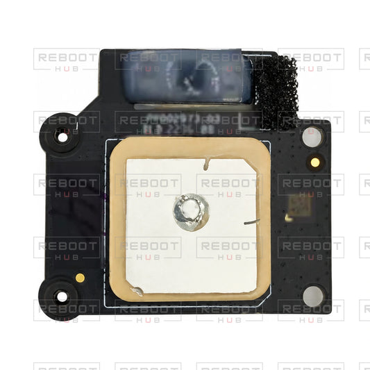 OEM-pulled DJI Mini 3 GPS Board on white with Reboot Hub watermark overlay