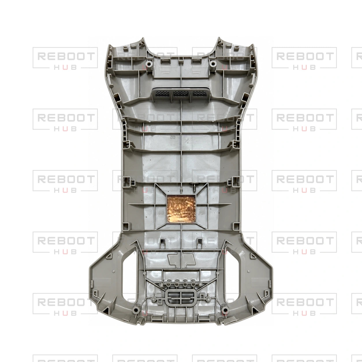 OEM-pulled DJI Mini 3 Upper Shell on white with Reboot Hub watermark overlay