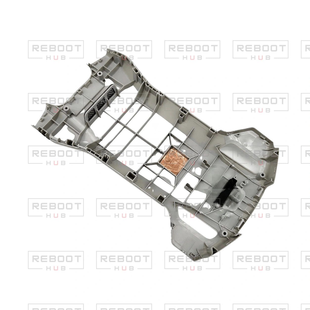 OEM-pulled DJI Mini 3 Upper Shell on white with Reboot Hub watermark overlay