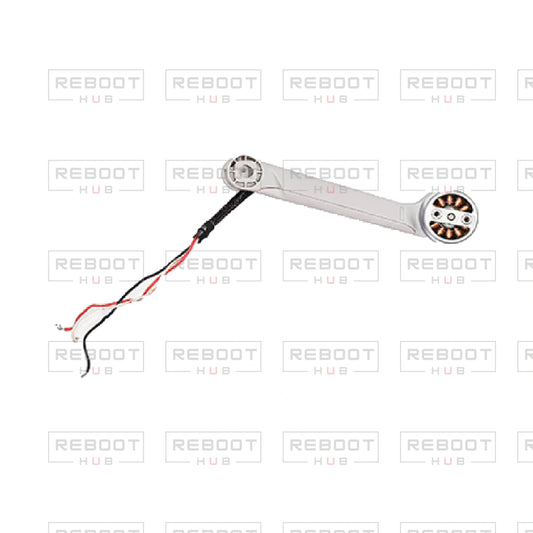 OEM-pulled DJI Mini 3 Rear Arm Left on white with Reboot Hub watermark overlay