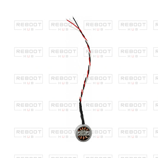 OEM-pulled DJI Mini 3 Arm Motor on white with Reboot Hub watermark overlay