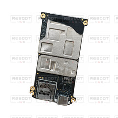 OEM-pulled DJI Mini 3 Motherboard on white with Reboot Hub watermark overlay