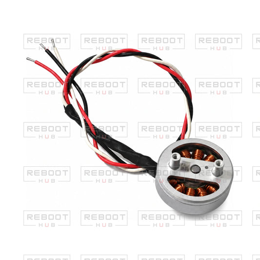 OEM-pulled DJI Mini 4 Pro Arm Motor on white with Reboot Hub watermark overlay