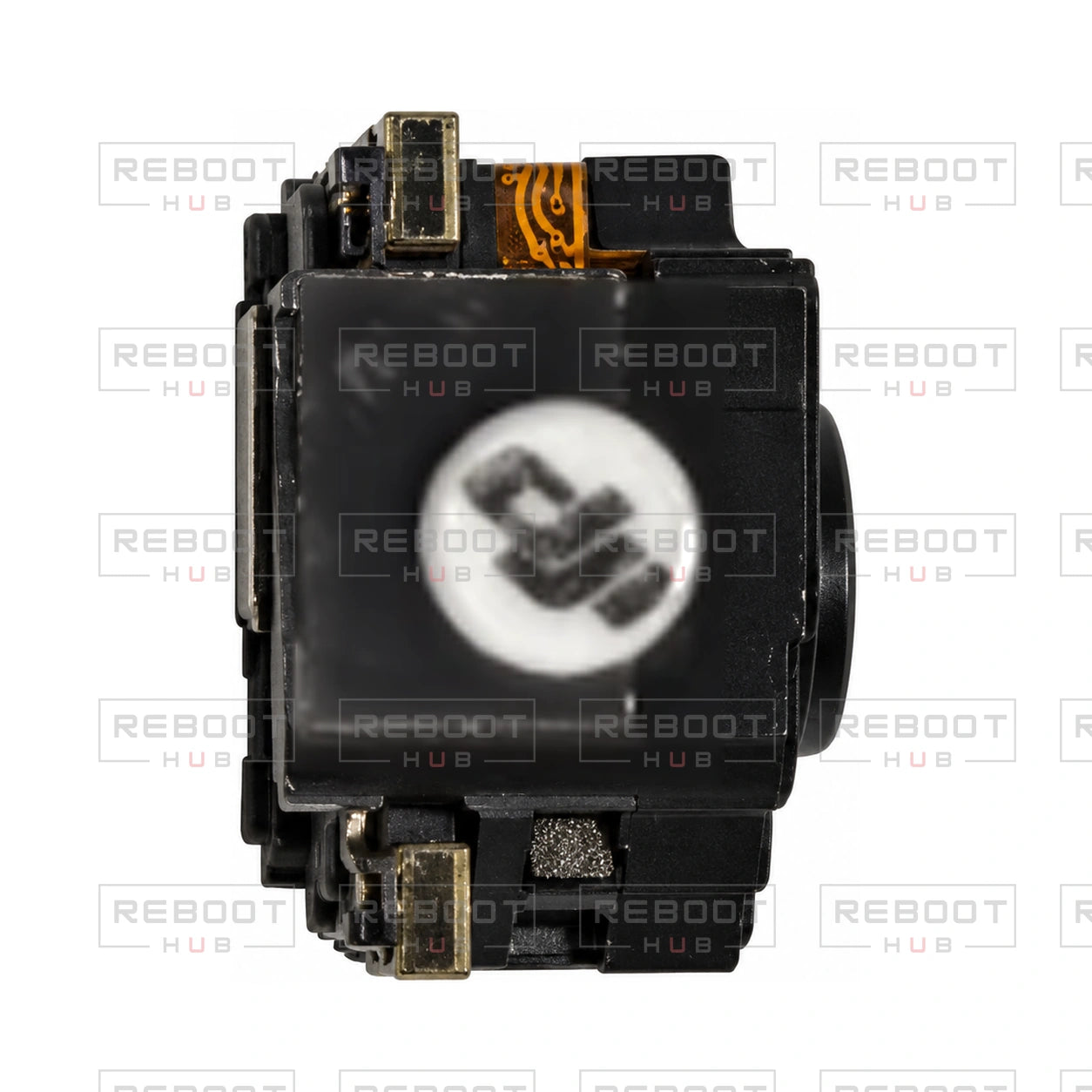 OEM-pulled DJI Mini 3 Pro Camera Lens Core Module on white with Reboot Hub watermark overlay