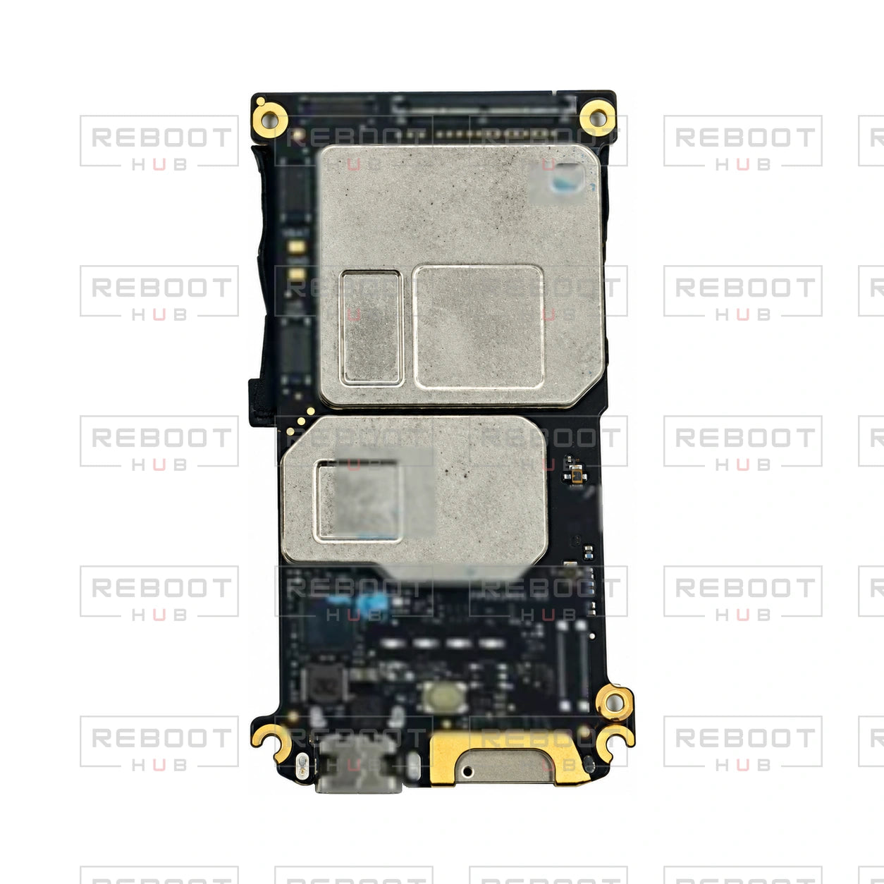 OEM-pulled DJI Mini 3 Pro Motherboard on white with Reboot Hub watermark overlay