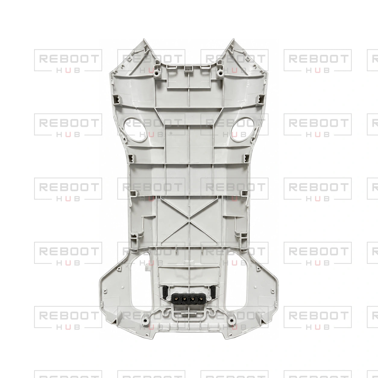 OEM-pulled DJI Mini 4 Pro Upper Shell on white with Reboot Hub watermark overlay