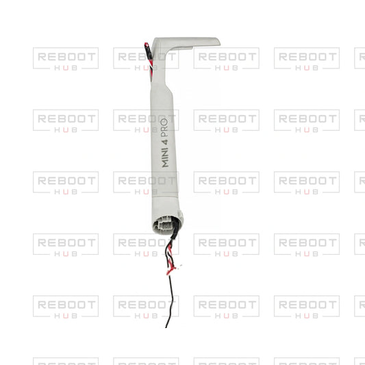 OEM-pulled DJI Mini 4 Pro Front Arm Shell Left on white with Reboot Hub watermark overlay