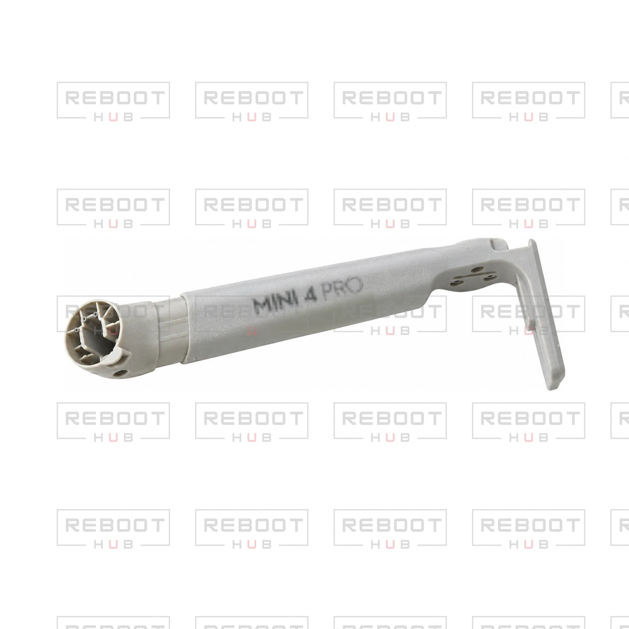OEM-pulled DJI Mini 4 Pro Front Arm Shell Left on white with Reboot Hub watermark overlay
