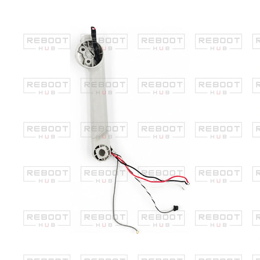 OEM-pulled DJI Mini 4 Pro Rear Arm Shell Left on white with Reboot Hub watermark overlay