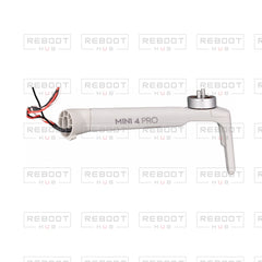OEM-pulled DJI Mini 4 Pro Front Arm Left on white with Reboot Hub watermark overlay