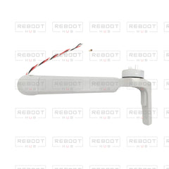 OEM-pulled DJI Mini 4 Pro Front Arm Left on white with Reboot Hub watermark overlay