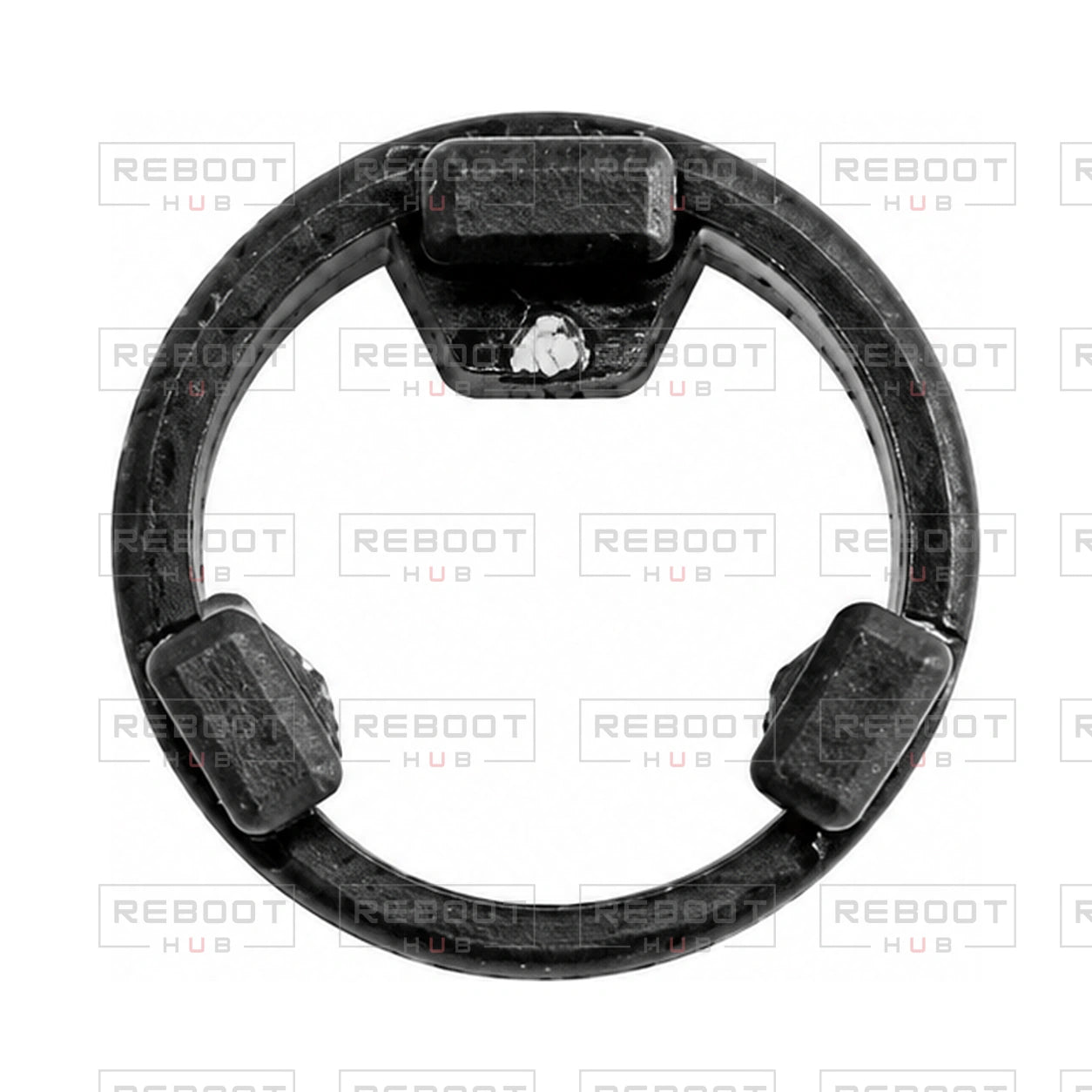 OEM-pulled DJI Mini 4 Pro Gimbal Pitch Motor Rear Cover on white with Reboot Hub watermark overlay