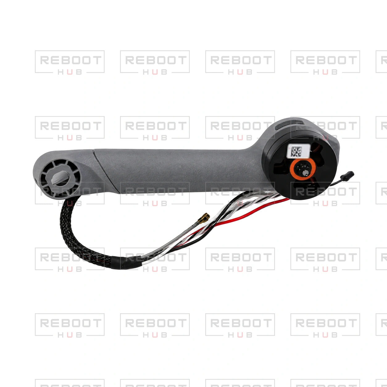 OEM-pulled DJI Mini 5 Pro Rear Arm Left on white with Reboot Hub watermark overlay