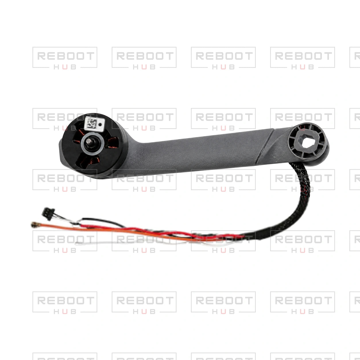 OEM-pulled DJI Mini 5 Pro Rear Arm Right on white with Reboot Hub watermark overlay