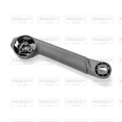 OEM-pulled DJI Mini 5 Pro Rear Arm Shell Left on white with Reboot Hub watermark overlay