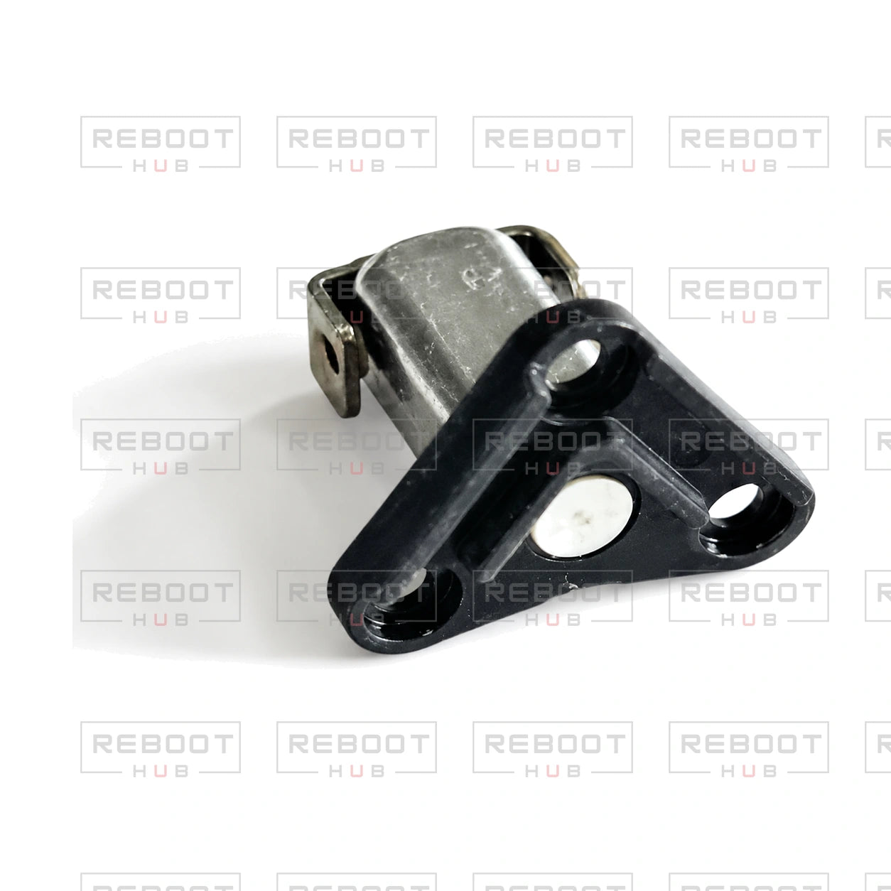 OEM-pulled DJI Mini 5 Pro Front Arm Rotation Axis Left on white with Reboot Hub watermark overlay