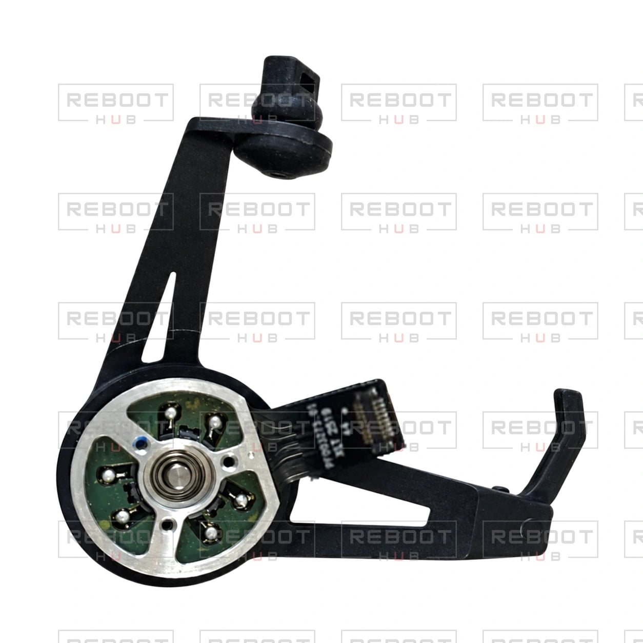 OEM-pulled DJI Mini 5 Pro Gimbal Pitch Motor on white with Reboot Hub watermark overlay