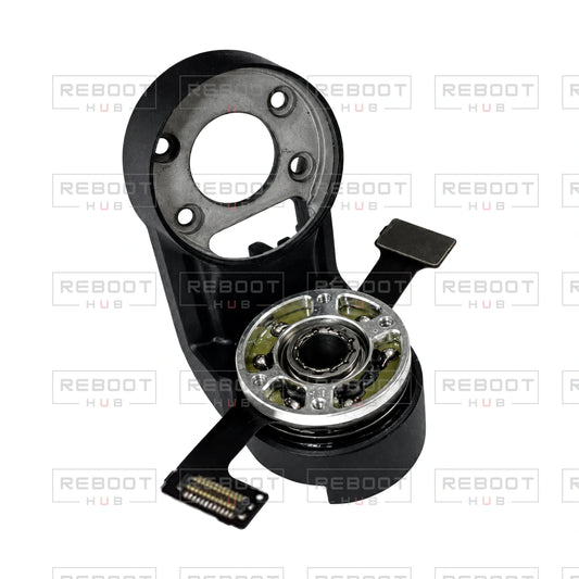 OEM-pulled DJI Mini 5 Pro Gimbal Yaw Motor, first genuine view on white with Reboot Hub watermark overlay
