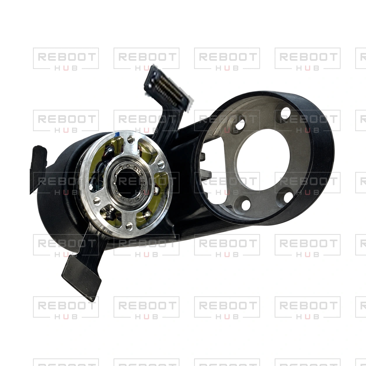 OEM-pulled DJI Mini 5 Pro Gimbal Yaw Motor, second genuine view on white with Reboot Hub watermark overlay