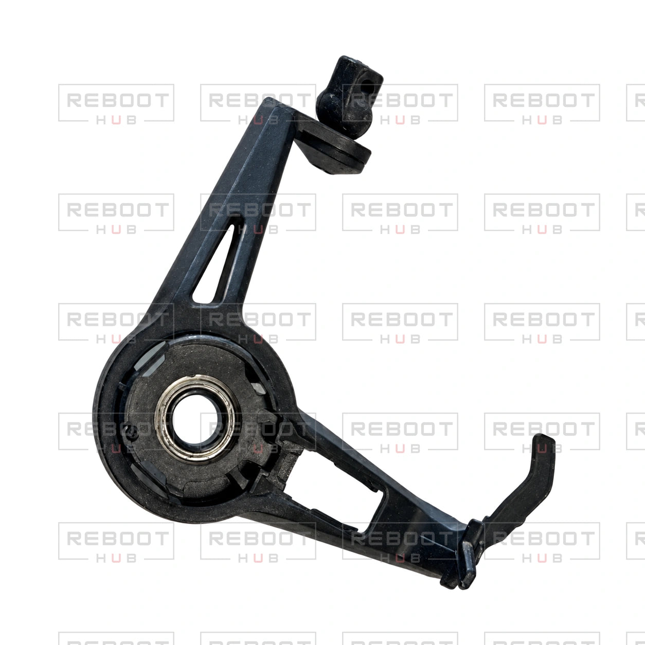 OEM-pulled DJI Mini 5 Pro Gimbal Pitch Motor Bracket on white with Reboot Hub watermark overlay