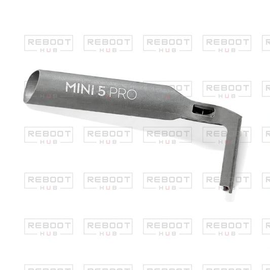 OEM-pulled DJI Mini 5 Pro Front Arm Rear Section Shell Left on white with Reboot Hub watermark overlay