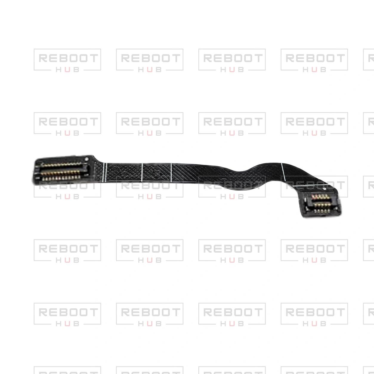 OEM-pulled DJI Mini 5 Pro photographed 4G cable detail; module shown in other views, on white with Reboot Hub watermark overlay