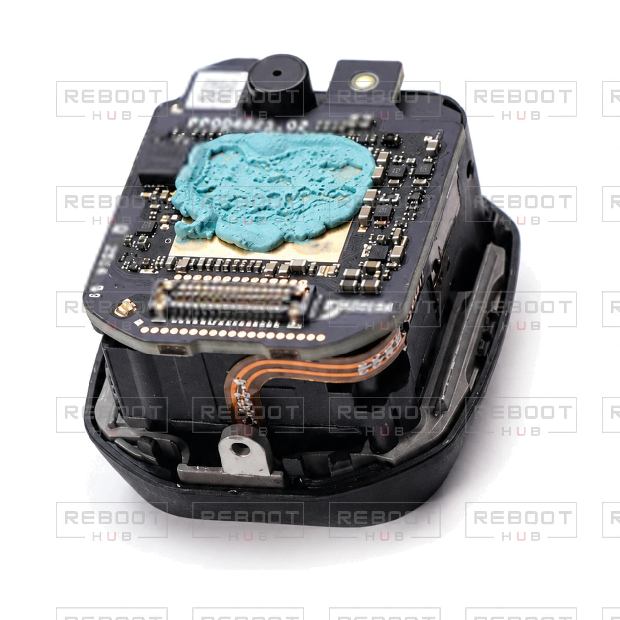 OEM-pulled DJI Mini 5 Pro Camera Lens Core Module on white with Reboot Hub watermark overlay