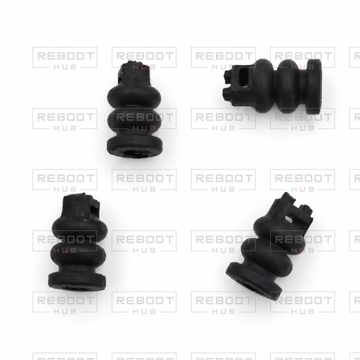 OEM-pulled DJI Air 2S Gimbal Rubber Damper on white with Reboot Hub watermark overlay — source view 3