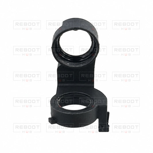 OEM-pulled DJI Mini 2 SE Gimbal Axis Arm Lower Bracket on white with Reboot Hub watermark overlay — view 1
