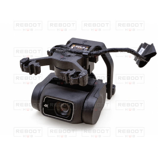OEM-pulled DJI Mini 2 Gimbal Assembly on white with Reboot Hub watermark overlay — view 1
