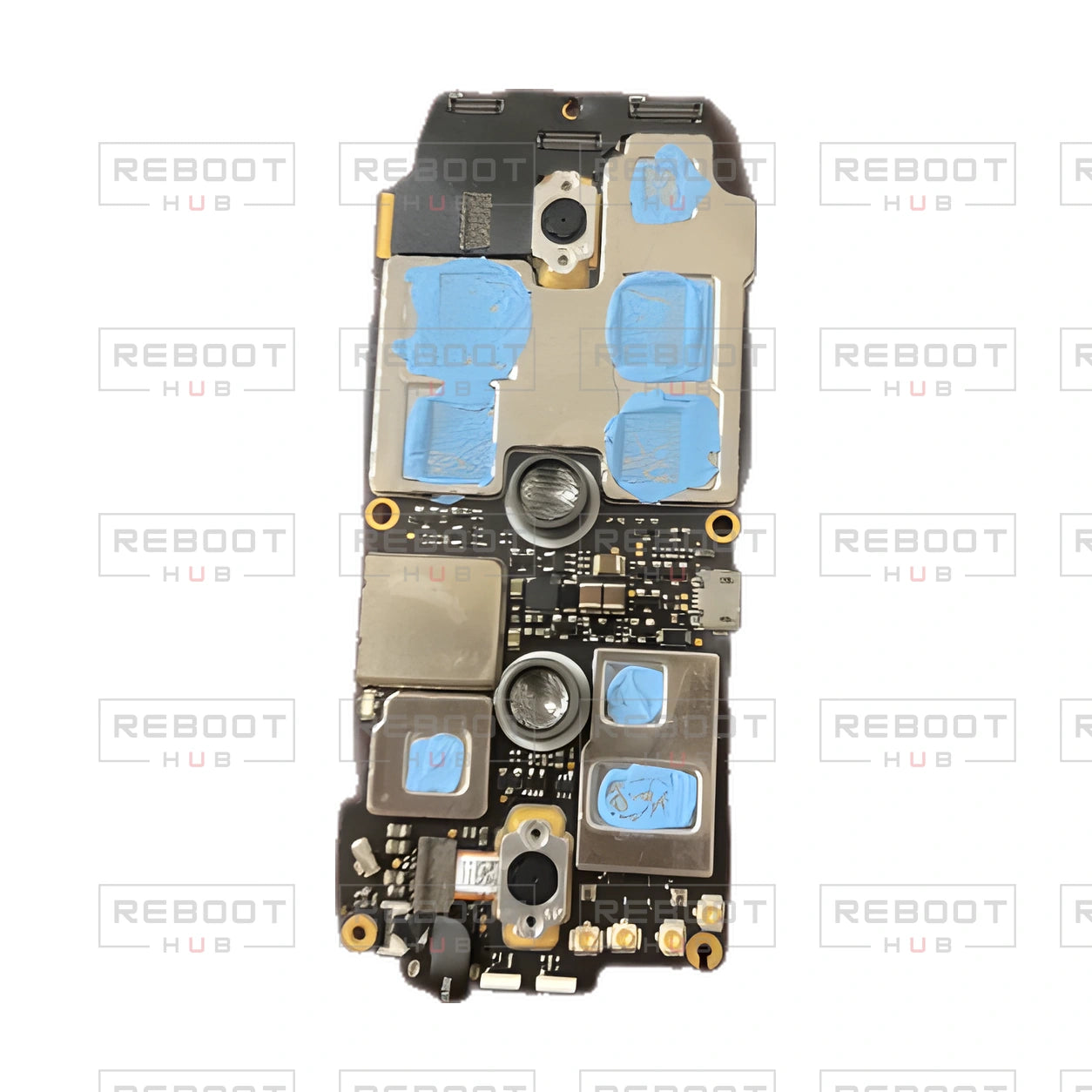 OEM-pulled DJI Mavic Pro Motherboard, photographed view 17, on white with Reboot Hub watermark overlay