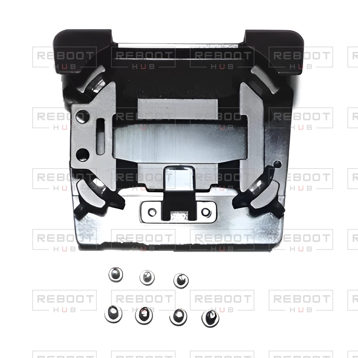 OEM-pulled DJI Mavic Pro Gimbal Vibration Absorbing Board, photographed view 45, on white with Reboot Hub watermark overlay