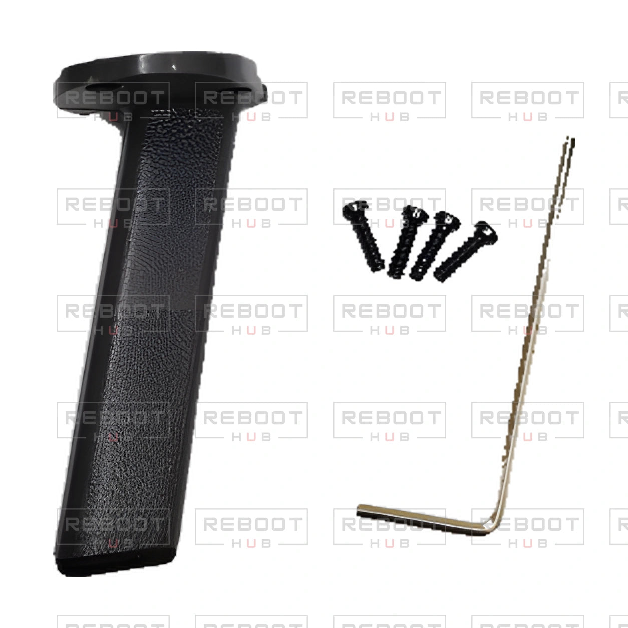 OEM-pulled DJI Mavic Pro Front Landing Gear Right, photographed view 54, on white with Reboot Hub watermark overlay