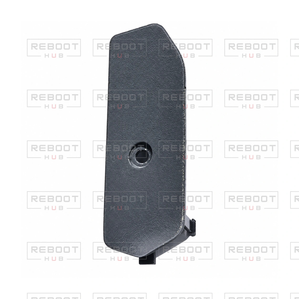 OEM-pulled DJI Mavic Pro Front Arm Rotation Axis Cover Right, photographed view 69, on white with Reboot Hub watermark overlay