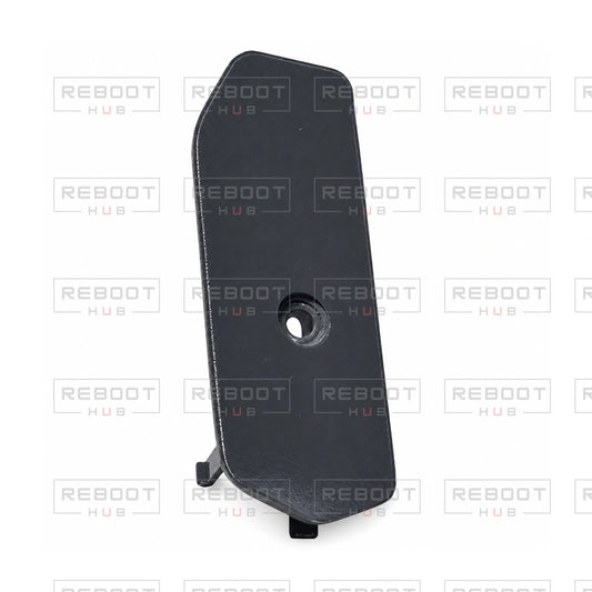 OEM-pulled DJI Mavic Pro Front Arm Rotation Axis Cover Left, photographed view 70, on white with Reboot Hub watermark overlay