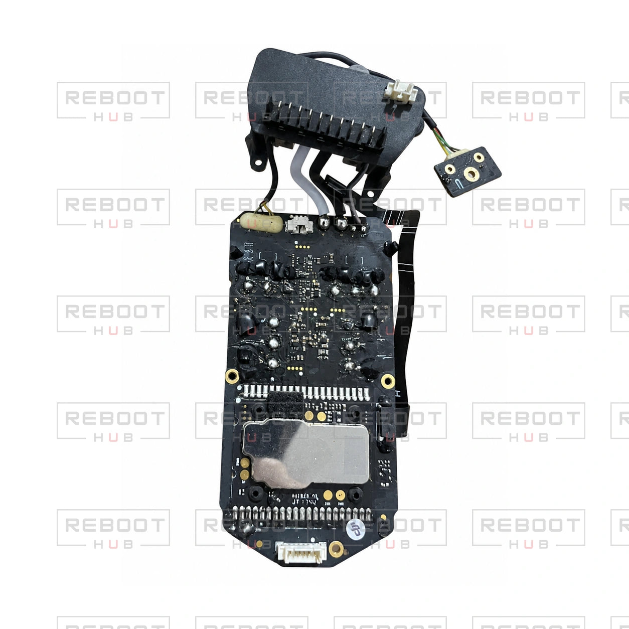 OEM-pulled DJI Mavic Pro ESC Board with IMU, photographed view 100, on white with Reboot Hub watermark overlay