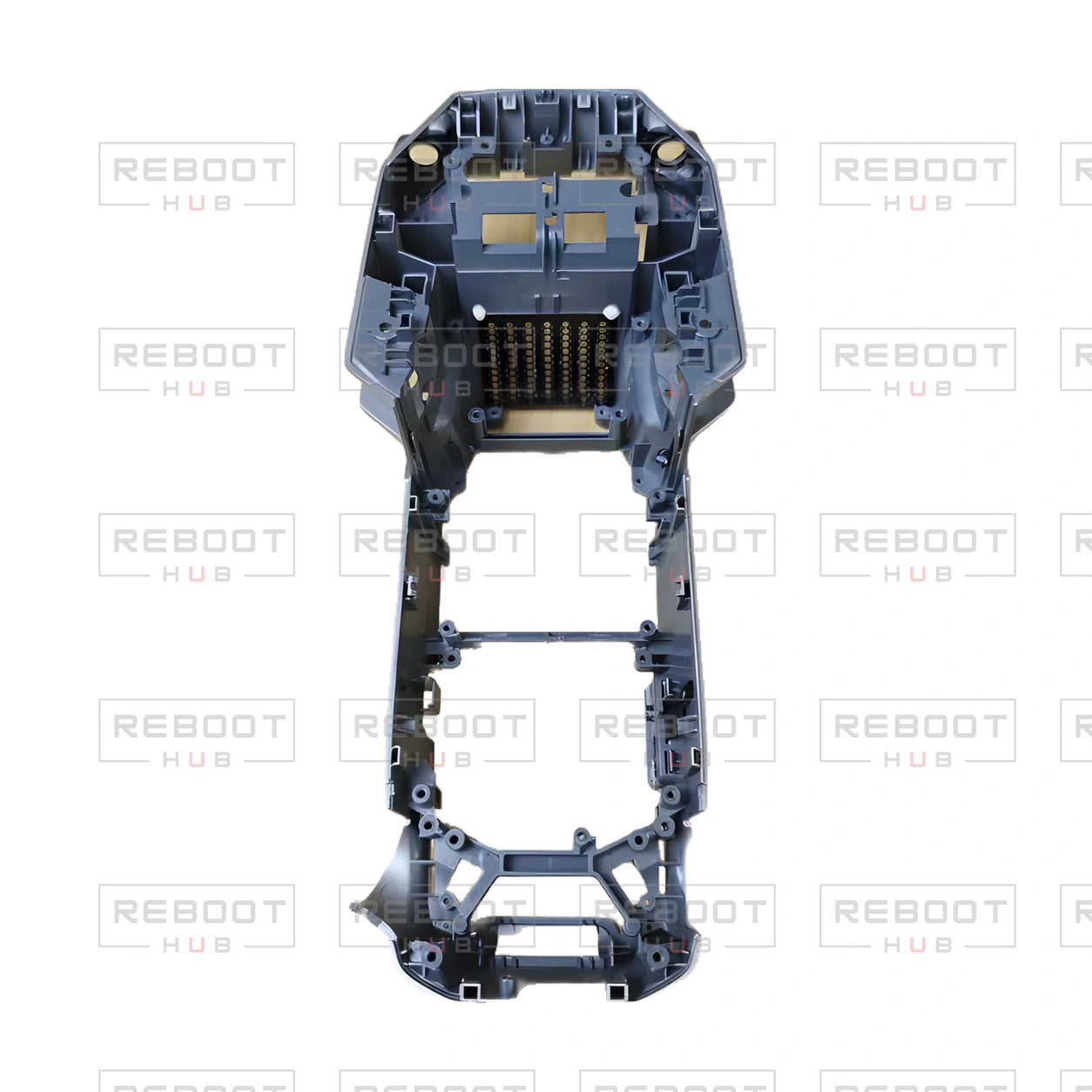 OEM-pulled DJI Mavic Pro Platinum Middle Frame, photographed view 124, on white with Reboot Hub watermark overlay