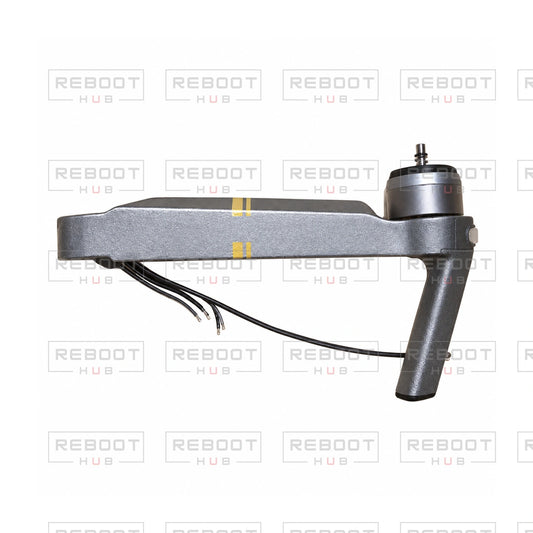 OEM-pulled DJI Mavic Pro Platinum Front Arm Left, photographed view 135, on white with Reboot Hub watermark overlay