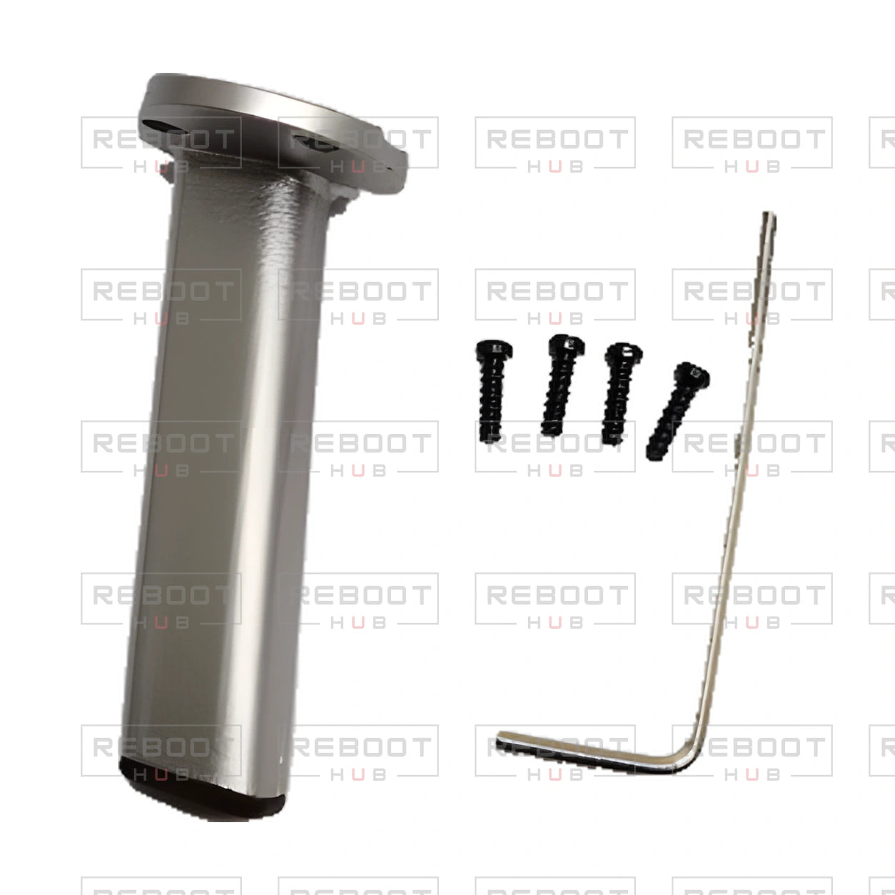 OEM-pulled DJI Mavic Pro Platinum Front Landing Gear Left, photographed view 141, on white with Reboot Hub watermark overlay