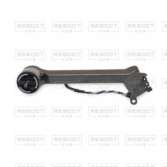 OEM-pulled DJI Mavic Pro Platinum Rear Arm Left, photographed view 145, on white with Reboot Hub watermark overlay