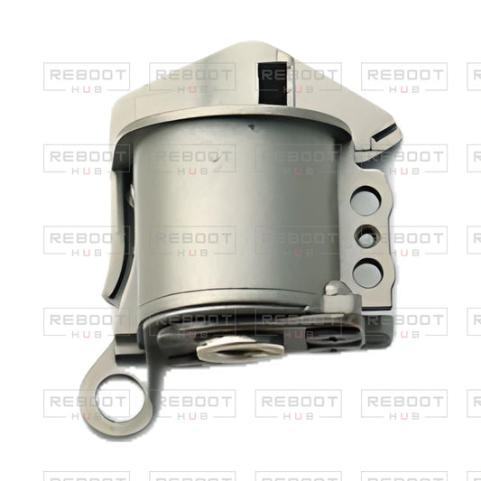 OEM-pulled DJI Mavic Pro Platinum Rear Arm Rotation Axis Left, photographed view 148, on white with Reboot Hub watermark overlay