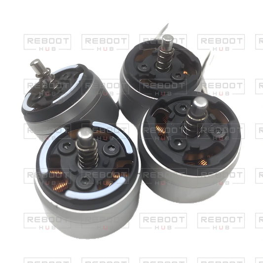 OEM-pulled DJI Mavic Pro Platinum Silver Motor Set (4 Pieces), photographed view 162, on white with Reboot Hub watermark overlay