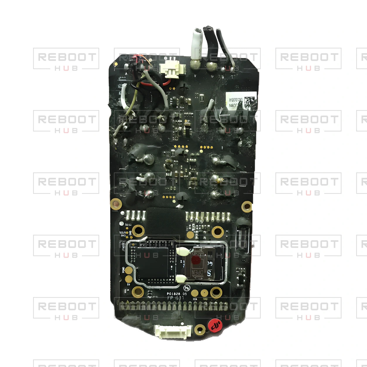 OEM-pulled DJI Mavic Pro ESC Board, actual reverse view 2, white background with Reboot Hub watermark overlay